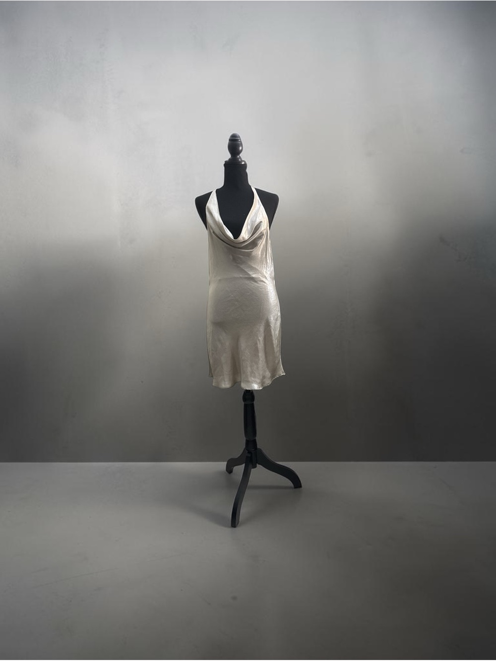 Zara Ivory Satin Cowl Slip Dress